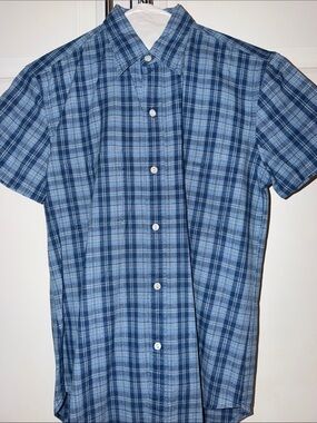 Polo Sport Blue Madras Short Sleeve Button Up Shirt